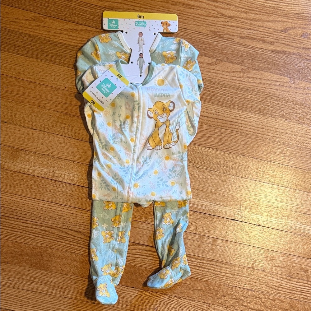 Disney Baby Blue and Yellow Lion King Footed One-Piece (6m)